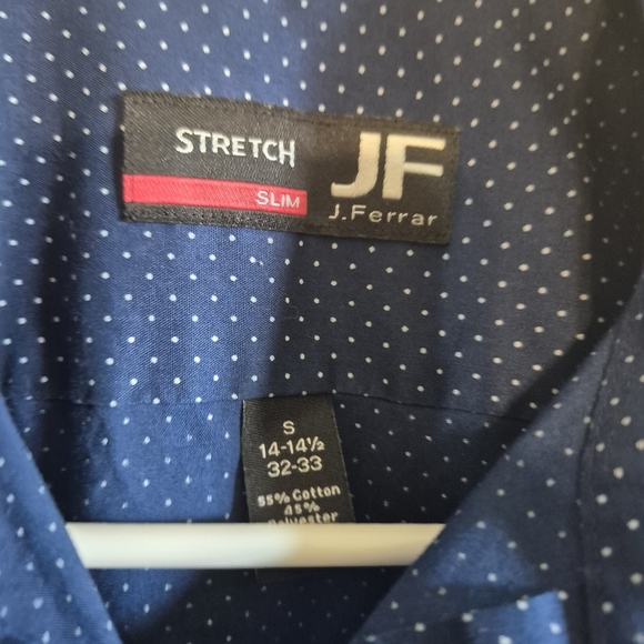 JF J.Ferrar Navy Blue Dress Shirt - Picture 2 of 3